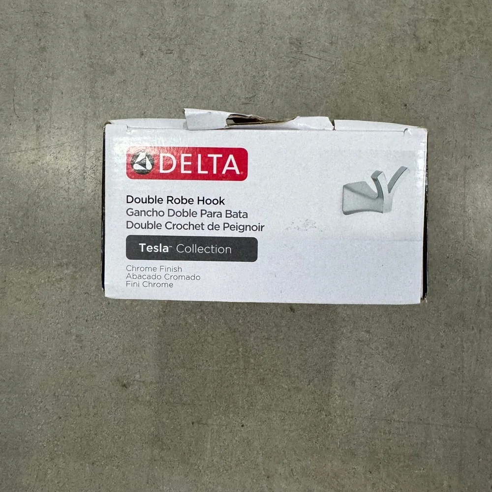 Delta Tesla Double Robe Hook Chrome‎ Wall Mount Bathroom Accessory 75235 NEW
